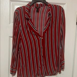 Forever 21 Red Fitted Long Sleeve Blouse